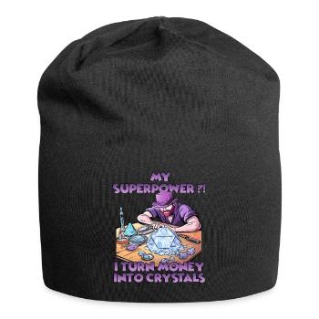 Spaßige Kristallmanufaktur Kristalle Züchten - Jersey-Beanie - Schwarz - Vorne