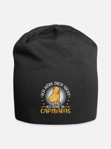 Denke an Capybara Wasserschwein Südamerika - Jersey-Beanie - Schwarz