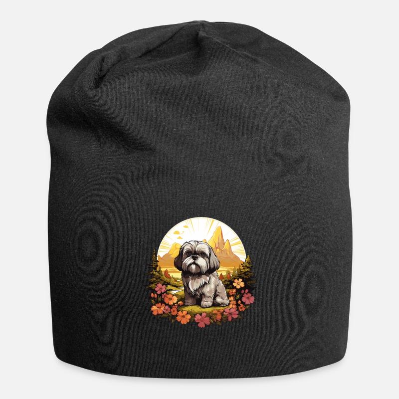 Shih Tzu - Bonnet en jersey - noir