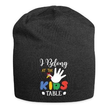 J’appartiens à la table des enfants - Drôle de dinde - Bonnet en jersey - charbon - Devant