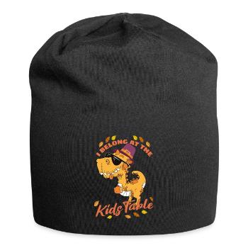 I Belong At The Kids Table: T-Rex For Thanksgiving - Jersey Beanie - black - Front