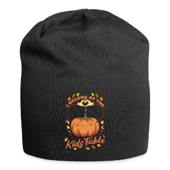 J’appartiens à la table des enfants - citrouille Thanksgiving - Bonnet en jersey - noir - Devant