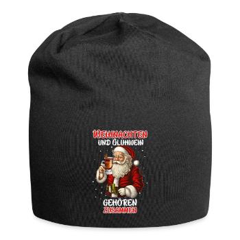 Weihnachten und Glühwein gehören Zusammen - Jersey-Beanie - Schwarz - Vorne