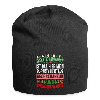 Aufgrund der Preiserhöhung - Weihnachtsspruch - Jersey-Beanie - Schwarz - Vorne