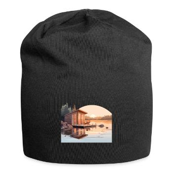 Sauna T pour les amateurs de bien-être et de sauna - Bonnet en jersey - noir - Devant