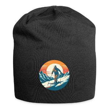 Snowboardung und Skifahren und dann Aprés-Ski - Jersey-Beanie - Schwarz - Vorne