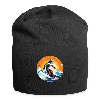 Snowboardung und Skifahren und dann Aprés-Ski - Jersey-Beanie - Schwarz - Vorne