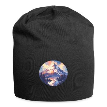 Mountain Mountains Mountain Mountains Mountain Landscape Mountaineer - Jersey Beanie - black - Front