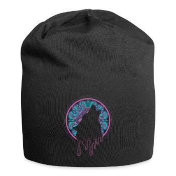 Wikinger Wolf Wölfe Mond Mittelalter Wikingerin - Jersey-Beanie - Schwarz - Vorne