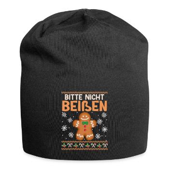 Lebkuchengebäck Bitte nicht Beißen Lebkuchenmann - Jersey-Beanie - Schwarz - Vorne