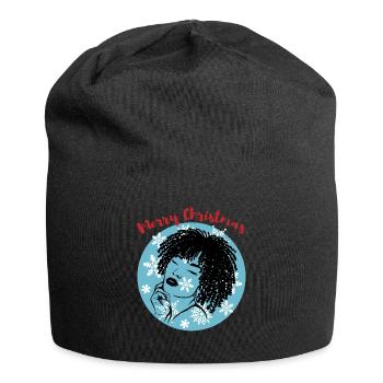 Sassy Christmas Afrolook Snowflakes - Jersey Beanie - black - Front