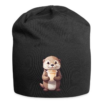 Otter Kaffeezeit Süßes Kaffee Tierdesign - Jersey-Beanie - Schwarz - Vorne