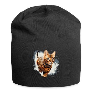 Bengal Cat - Jersey Beanie - black - Front