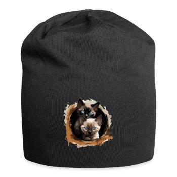 Siamese Cat Siamkatze - Jersey-Beanie - Schwarz - Vorne