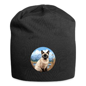 Siamese Cat Siamkatze - Jersey-Beanie - Schwarz - Vorne