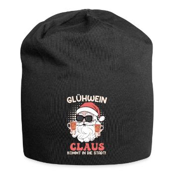 Glühwein Claus Weihnachtsmann Glühweinbecher - Jersey-Beanie - Schwarz - Vorne