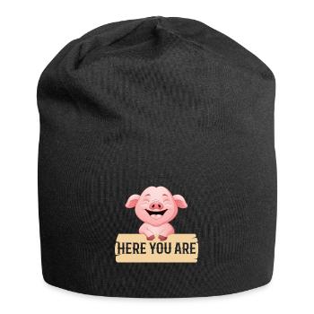 Ici, vous êtes un ami cochon, pas un mangeur de viande - Bonnet en jersey - noir - Devant