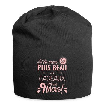 Si tu Veux Plus beau des cadeaux attends 9 mois - Bonnet en jersey - noir - Devant