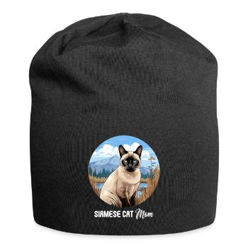 Siamese Cat Siamkatze - Jersey-Beanie - Schwarz - Vorne