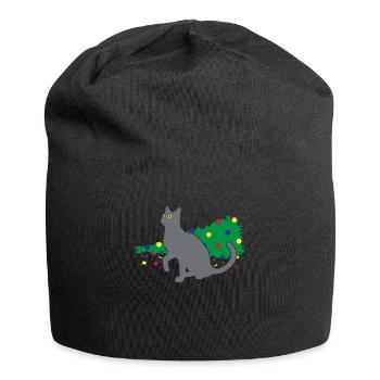 Chaos Cat Christmas Tree Accident Gift - Jersey Beanie - black - Front