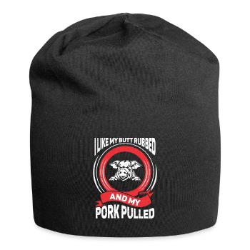 BBQ Pulled Pork Schwein Grill - Jersey-Beanie - Schwarz - Vorne