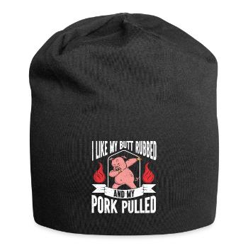 BBQ Pulled Pork Schwein Grill - Jersey-Beanie - Schwarz - Vorne