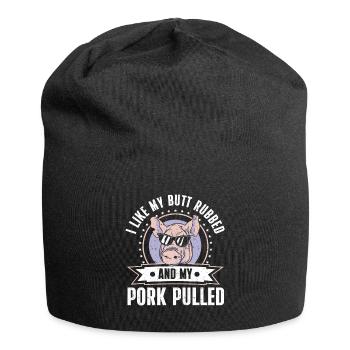 BBQ Pulled Pork Schwein Grill - Jersey-Beanie - Schwarz - Vorne