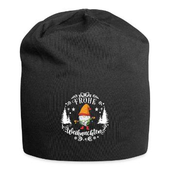 Frohe Weihnachten mit Weihnachtszwerg ein Zwerg - Jersey-Beanie - Schwarz - Vorne