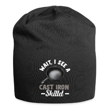 Gusseisen Pfanne Liebhaber Braten Pfanne Lustiges Kochen - Jersey-Beanie - Schwarz - Vorne