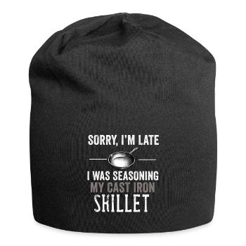 Cast Iron Pan Lover Frying Skillet Funny Cooking - Jersey Beanie - black - Front