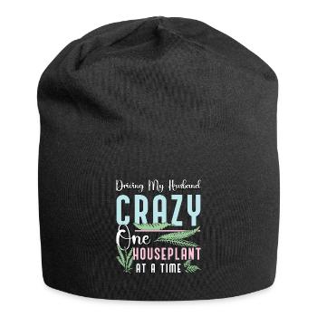Houseplants Driving My Husband Crazy Botanical - Jersey Beanie - black - Front