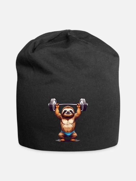 Paresseux Bodybuilder Fitness Fun Design - Bonnet en jersey - noir