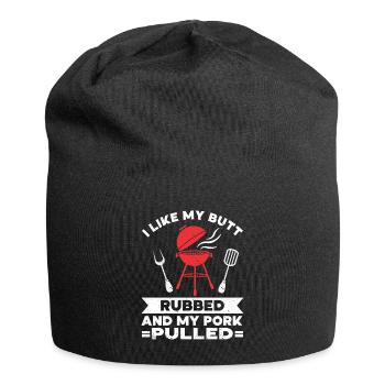 BBQ Pulled Pork Schwein Grill - Jersey-Beanie - Schwarz - Vorne