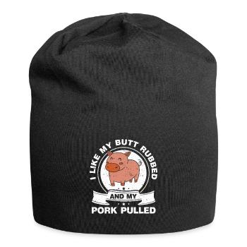 BBQ Pulled Pork Schwein Grill - Jersey-Beanie - Schwarz - Vorne