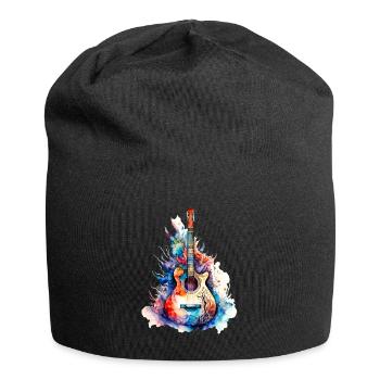 Eine schöne Musik Gitarre gemalt in Wasserfarben - Jersey-Beanie - Schwarz - Vorne