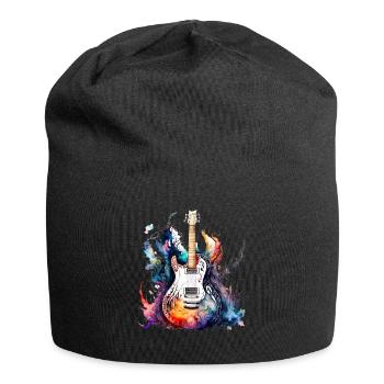 Eine schöne Musik Gitarre gemalt in Wasserfarben - Jersey-Beanie - Schwarz - Vorne