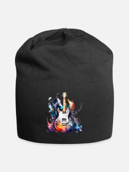 Eine schöne Musik Gitarre gemalt in Wasserfarben - Jersey-Beanie - Schwarz