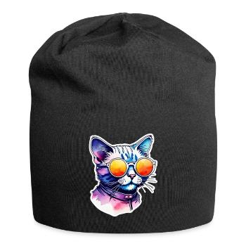 Cat or Kitten - Cute - Sunglasses - Jersey Beanie - black - Front