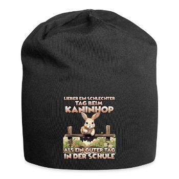 Training mal anders: Kaninhop für Zwergkaninchen - Jersey-Beanie - Schwarz - Vorne