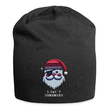 Weihnachtsmann mit Augenklappe Strickmuster - Jersey-Beanie - Schwarz - Vorne