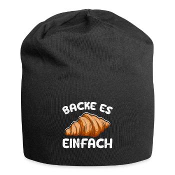 Backe es Einfach Croissant Brot Bäcker Backen - Jersey-Beanie - Schwarz - Vorne