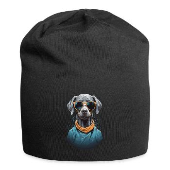 Ästhetischer Weimaraner Hund Streetwear - Jersey-Beanie - Schwarz - Vorne