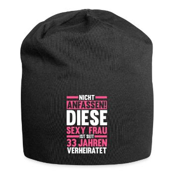 Ehe Zinnhochzeit 33 Jahre Verheiratet Hochzeitstag - Jersey-Beanie - Schwarz - Vorne