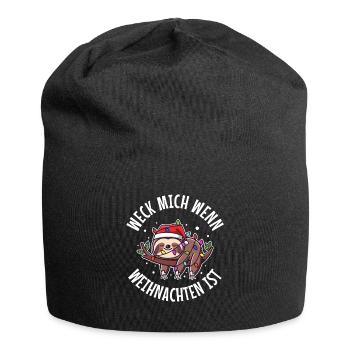 Weck mich auf wenn es Weihnachten ist - Jersey-Beanie - Schwarz - Vorne