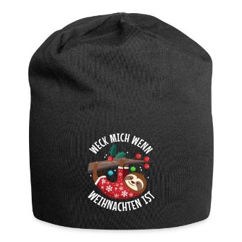 Weck mich auf wenn es Weihnachten ist - Jersey-Beanie - Schwarz - Vorne