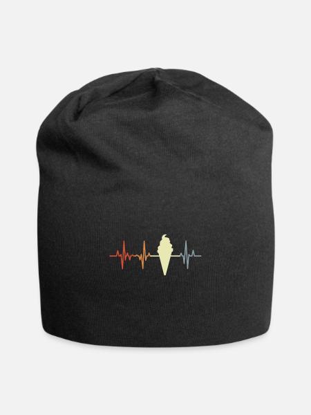 Cornet de crème glacée palpitations coeur look vintage - Bonnet en jersey - noir