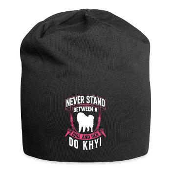 Fille avec Do Khyi Dogue Tibétain - Bonnet en jersey - noir - Devant
