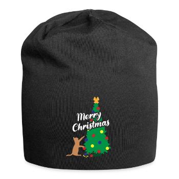 Cat Fun Christmas Tree Festive Mischief - Jersey Beanie - black - Front