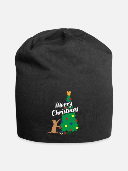 Katzenspaß Weihnachtsbaum Festlicher Schabernack - Jersey-Beanie - Schwarz