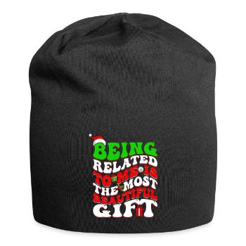 Être lié à moi - Dicton de Noël drôle - Bonnet en jersey - noir - Devant